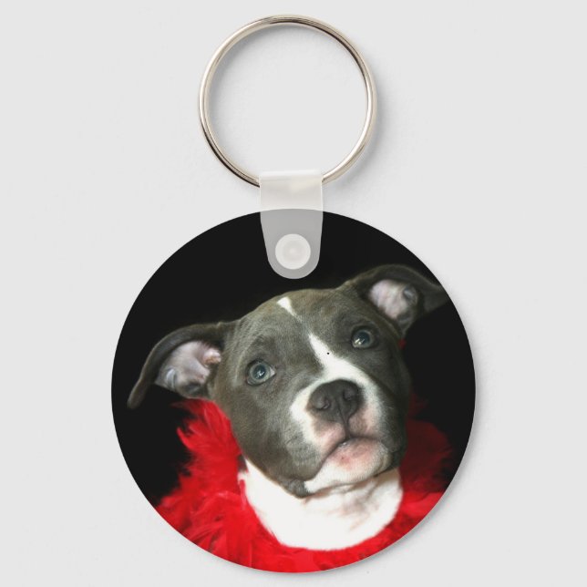 Blue Pitbull Puppy Keychain (Front)