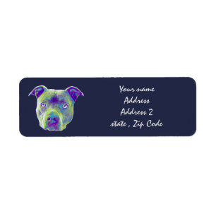 Blue Pitbull Terrier return address labels