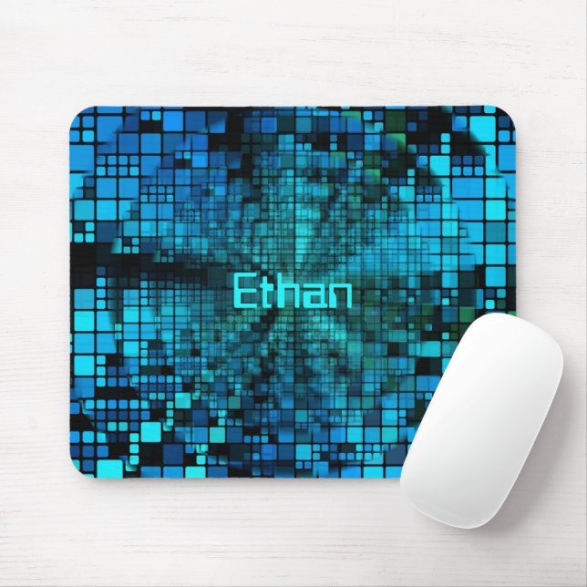Blue Pixel Matrix Personalised Mouse Pad (With Mouse)