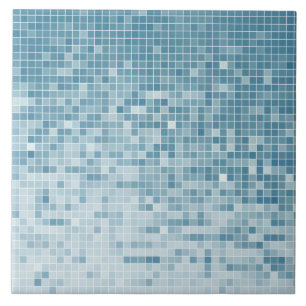 Blue Pixel Mosaic Gradient Ceramic Tile