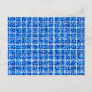 Blue pixel mosaic postcard