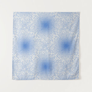 Blue Pixels Pattern. Off-white BG Tapestry