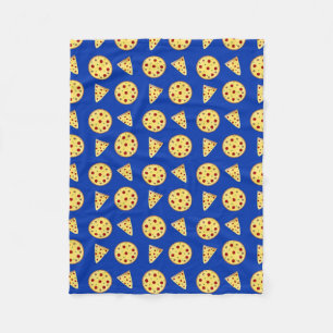Blue pizza pattern fleece blanket