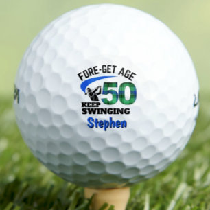 Blue Plaid 50th Birthday Party FORE-Get Age 50 Golf Balls