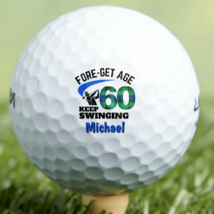 Blue Plaid 60th Birthday Party FORE-Get Age 60 Golf Balls