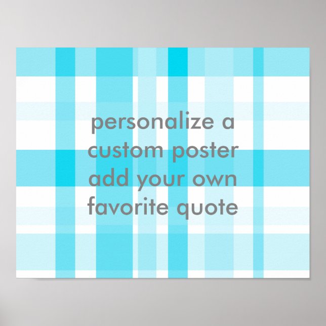 blue plaid add your own quote custom poster (Front)
