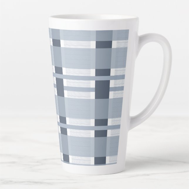 Blue Plaid and Stripes  Latte Mug (Right)