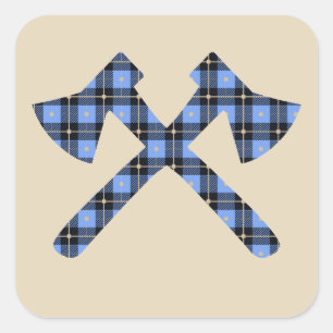 Blue Plaid Axe Lumberjack Square Sticker