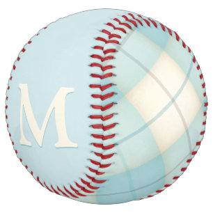 Blue Plaid Baseball Custom Monogram Girl's Pretty Softball