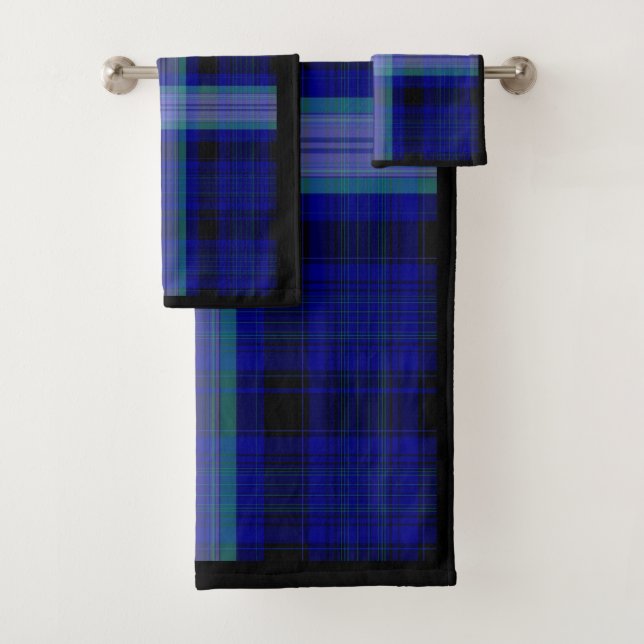 Blue Plaid Bathroom Towel Set (Insitu)