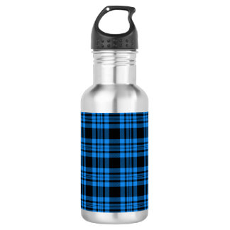 Blue Plaid, Black Tartan; Pattern Design 532 Ml Water Bottle