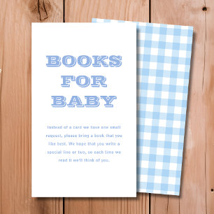 Blue Plaid Books for Baby Baby Shower Enclosure Card