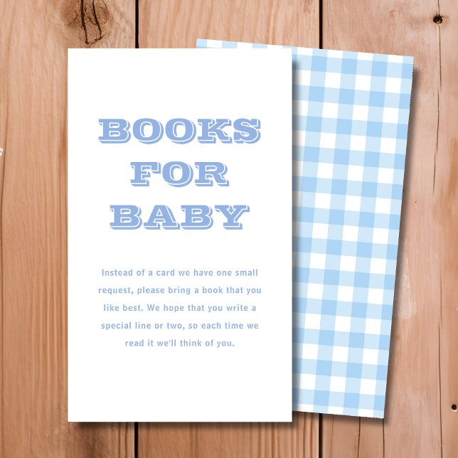 Blue Plaid Books for Baby | Baby Shower Enclosure Card (Creator Uploaded)