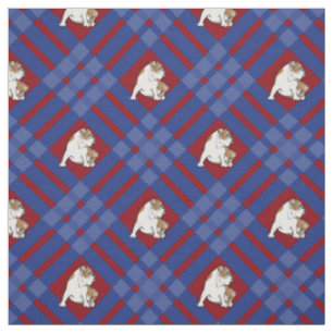 Blue Plaid Bulldog Fabric