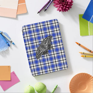 Blue Plaid Butterfly iPad Case HAMbyWG