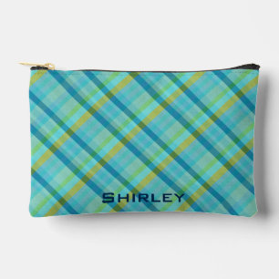 Blue Plaid by Shirley Taylor Accessory Pouch