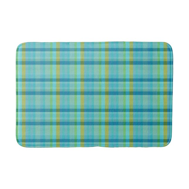 Blue Plaid by Shirley Taylor Bath Mat (Front)