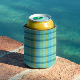 Blue Plaid by Shirley Taylor Can Cooler