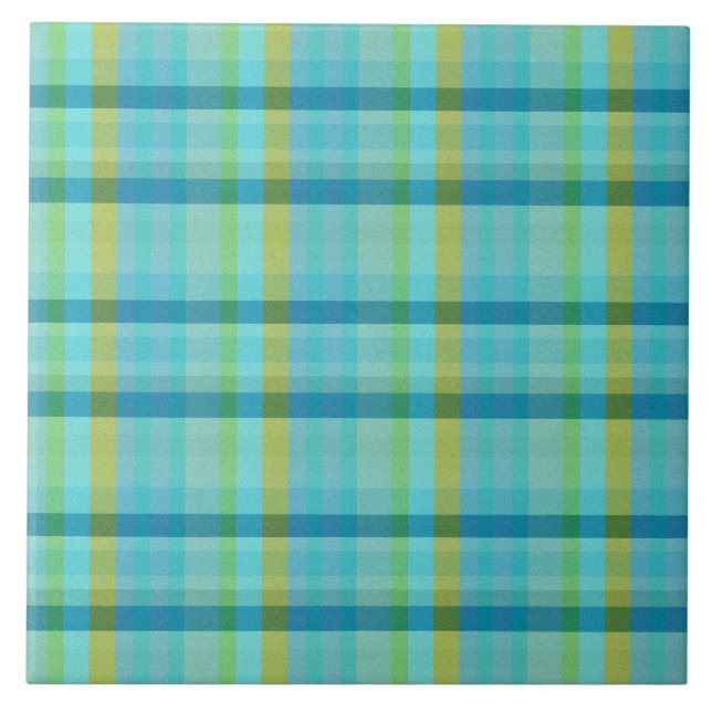 Blue Plaid by Shirley Taylor Ceramic Tile (Front)