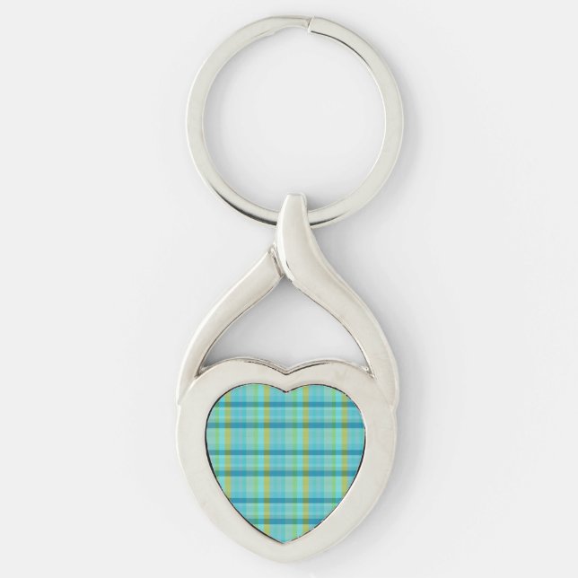Blue Plaid by Shirley Taylor Key Ring (Front)