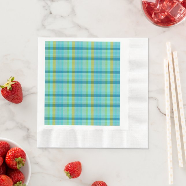 Blue Plaid by Shirley Taylor Napkin (Insitu)