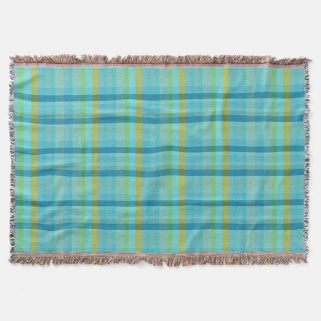 Blue Plaid by Shirley Taylor Throw Blanket (Front)
