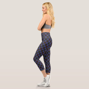 Blue Plaid Capri Leggings