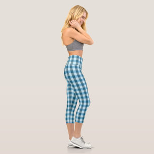 Blue Plaid Capri Leggings