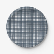 Blue Plaid Coordinated Paper Plates