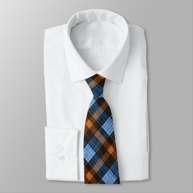 Blue Plaid Dad Tie (Tied)