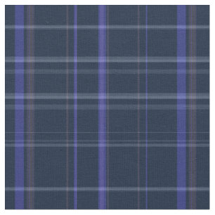 Blue Plaid Fabric With Purple And Brown Stripes
