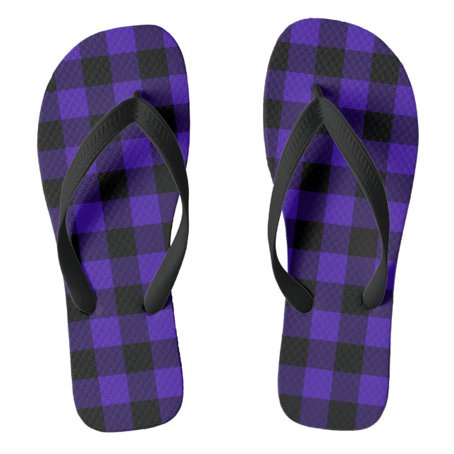 Blue Plaid Flip Flops (Footbed)
