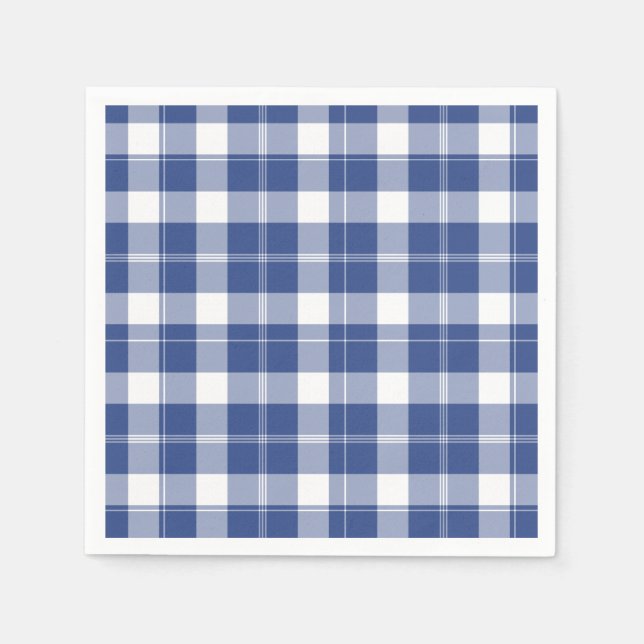 Blue Plaid For Hanukkah Holiday Paper Napkins (Front)