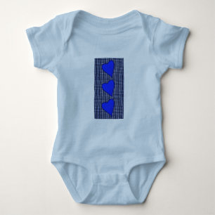 Blue Plaid Heart Baby Bodysuit
