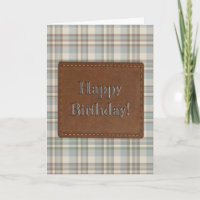 Blue Plaid Leather Patch Rustic Masculine
