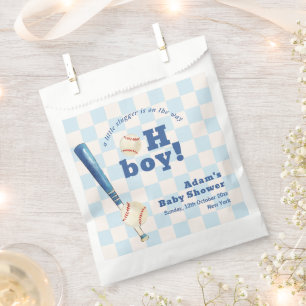 Blue Plaid Little Slugger Baseball Baby Shower Favour Bag