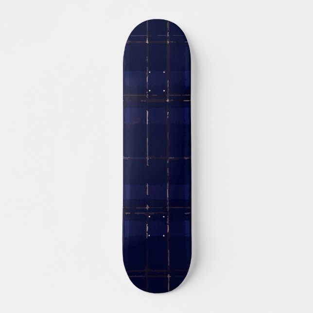 Blue Plaid Modern Pattern Design Skateboard (Front)