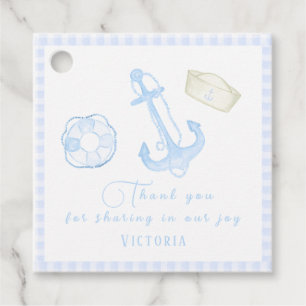 Blue Plaid Nautical Baby Boy Baby Shower Favour Tags