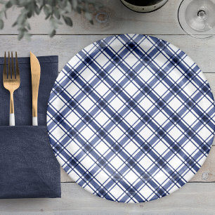Blue Plaid Paper Plate