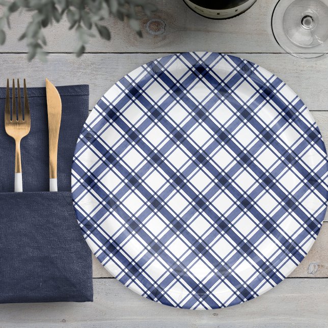 Blue Plaid Paper Plate (Blue Plaid Paper Plates
)