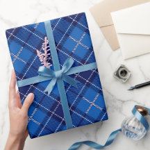 Blue Plaid Pattern Wrapping Paper