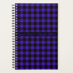 Blue Plaid Planner with Custom Text Name