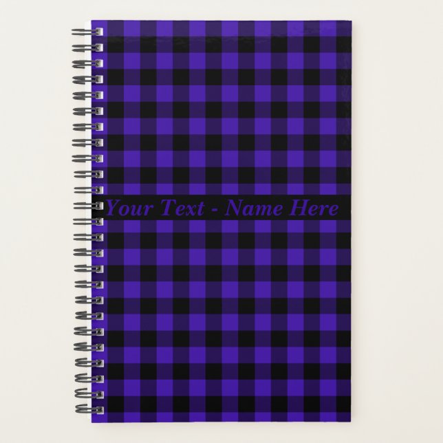 Blue Plaid Planner with Custom Text Name (Front)