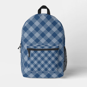 Blue Plaid Printed Backpack