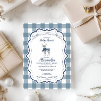 Blue Plaid Reindeer Baby Shower