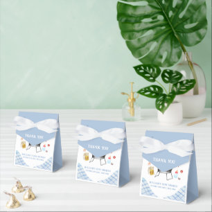 Blue Plaid Retro Country Baby Q Baby Shower Favour Box