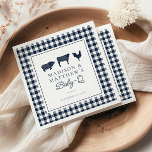 Blue Plaid Rustic Baby Shower Country BBQ Napkin