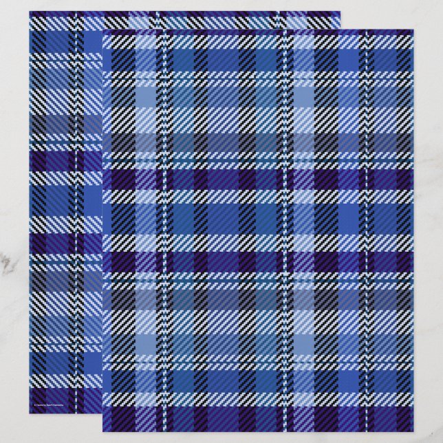 Blue Plaid Scrapbook Paper 2-Sided Page (Front/Back)