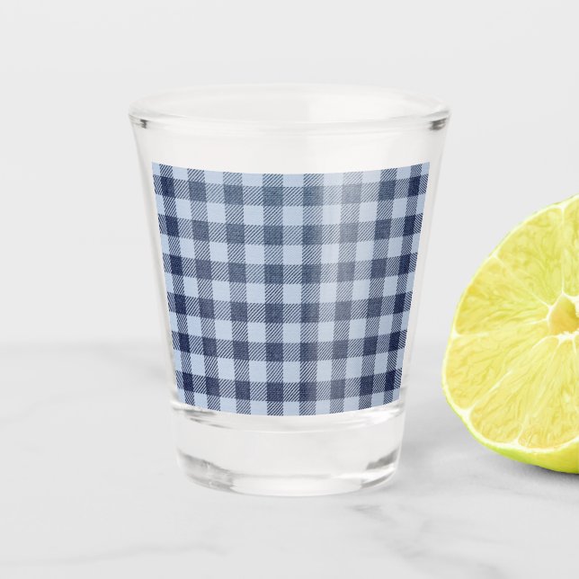 Blue Plaid Shot Glass (Front)