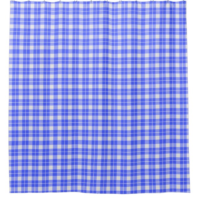 Blue Plaid Shower Curtain (Front)